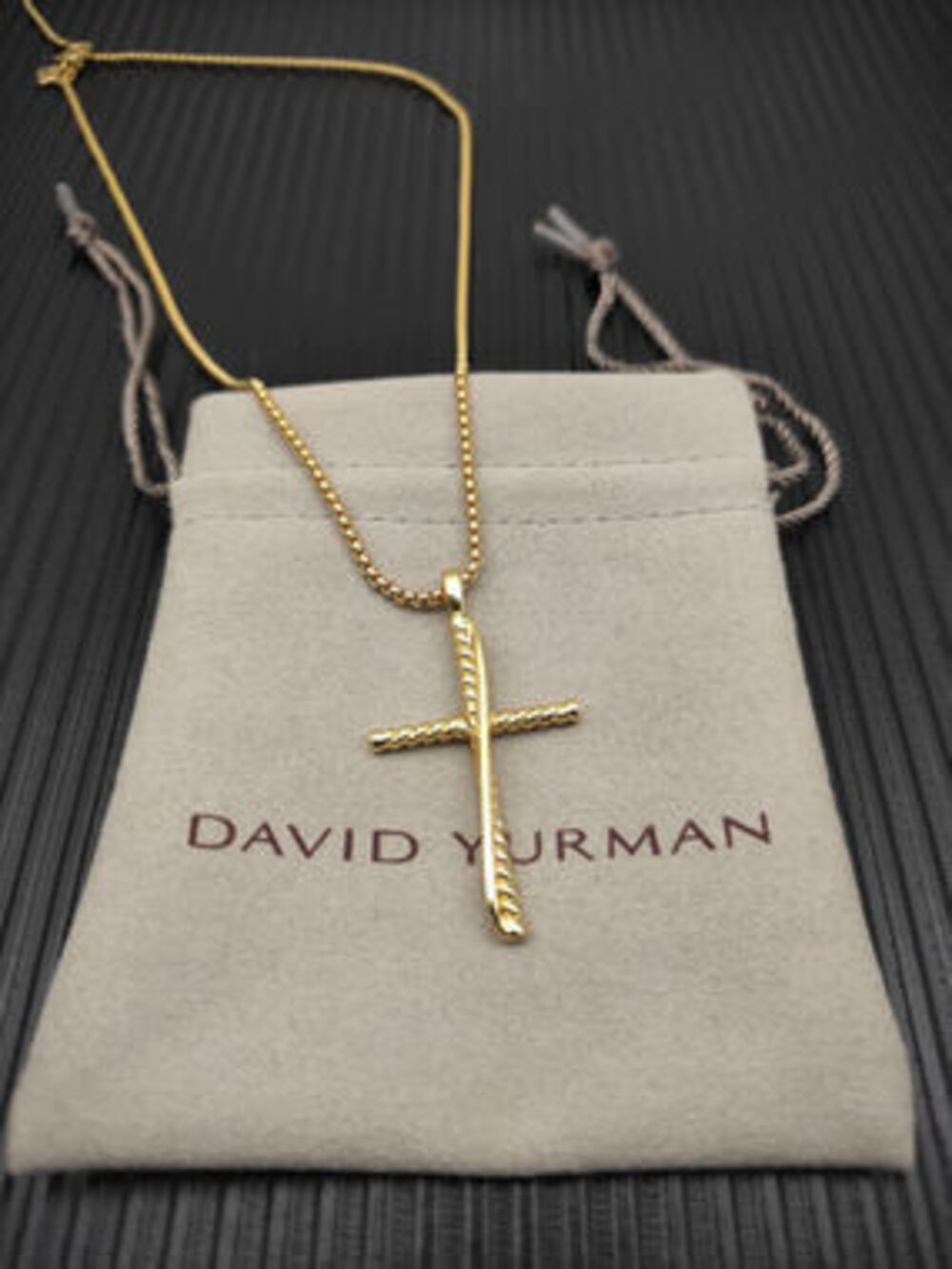 David Yurman Gold Cylindrical Cross Necklace